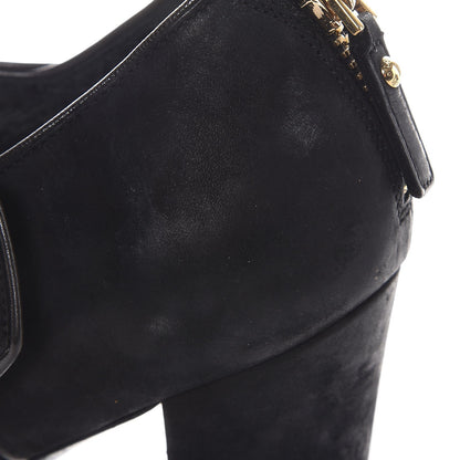 Louis Vuitton Suede Peep Toe Mary Jane Pumps 37 Black 10 of 10