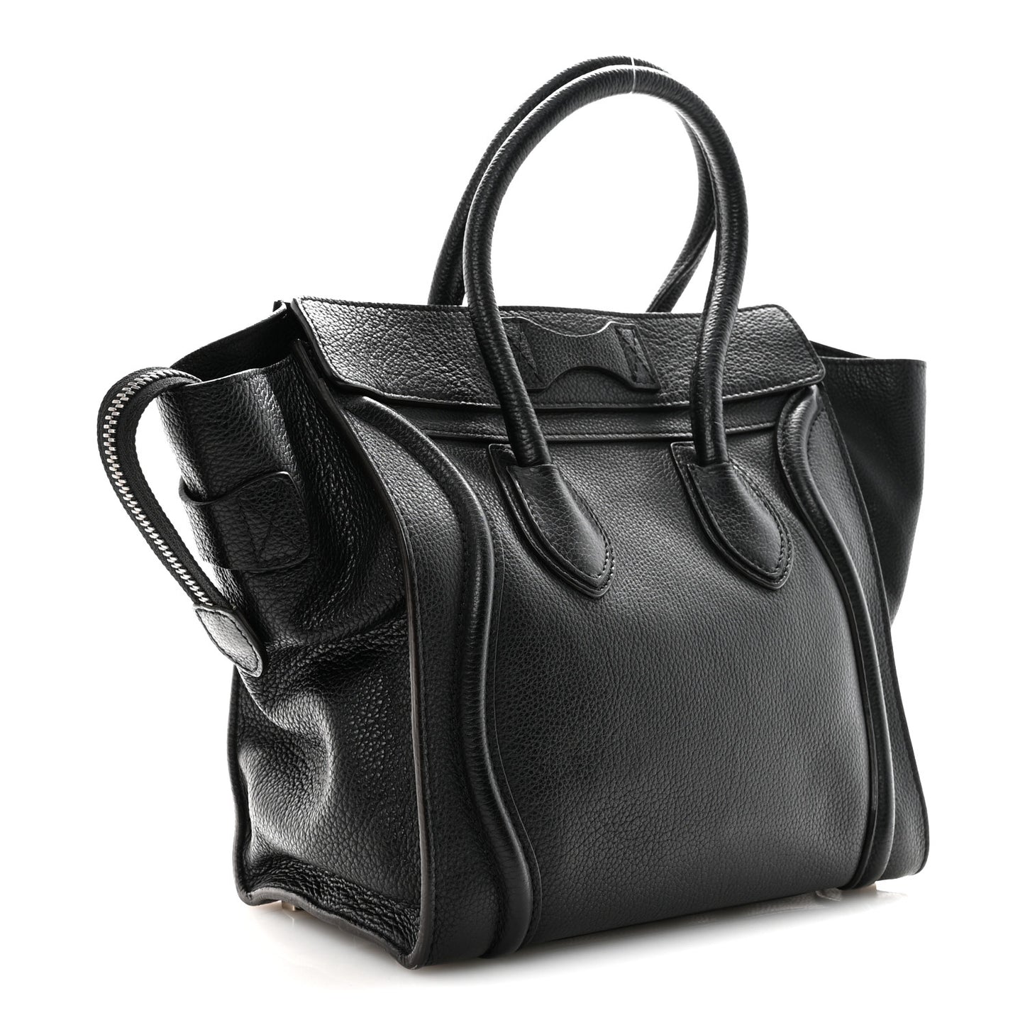 Drummed Calfskin Micro Luggage Black Black