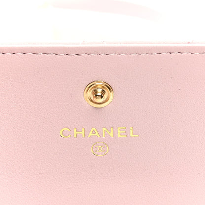 Chanel Calfskin Quilted About Pearls Card Holder Flap With Chain Light Pink 6 of 9