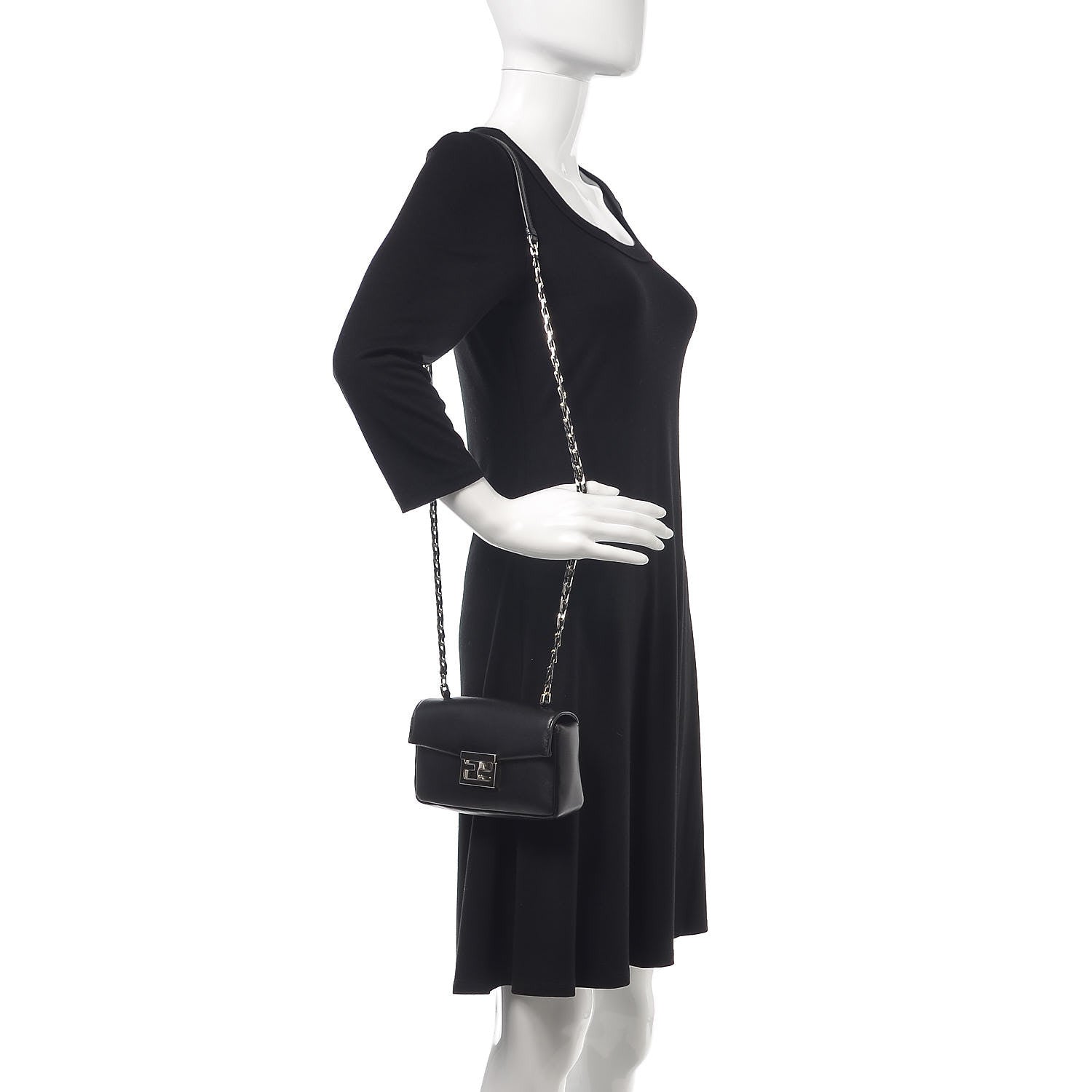 Fendi Nappa Mini Be Baguette Shoulder Bag Black 2 of 7