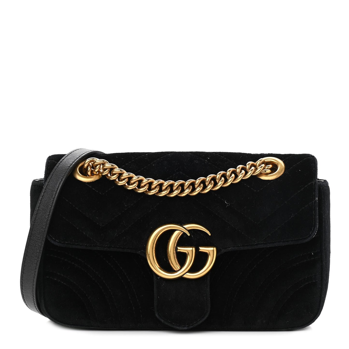 Velvet Matelasse Mini GG Marmont Shoulder Bag Black