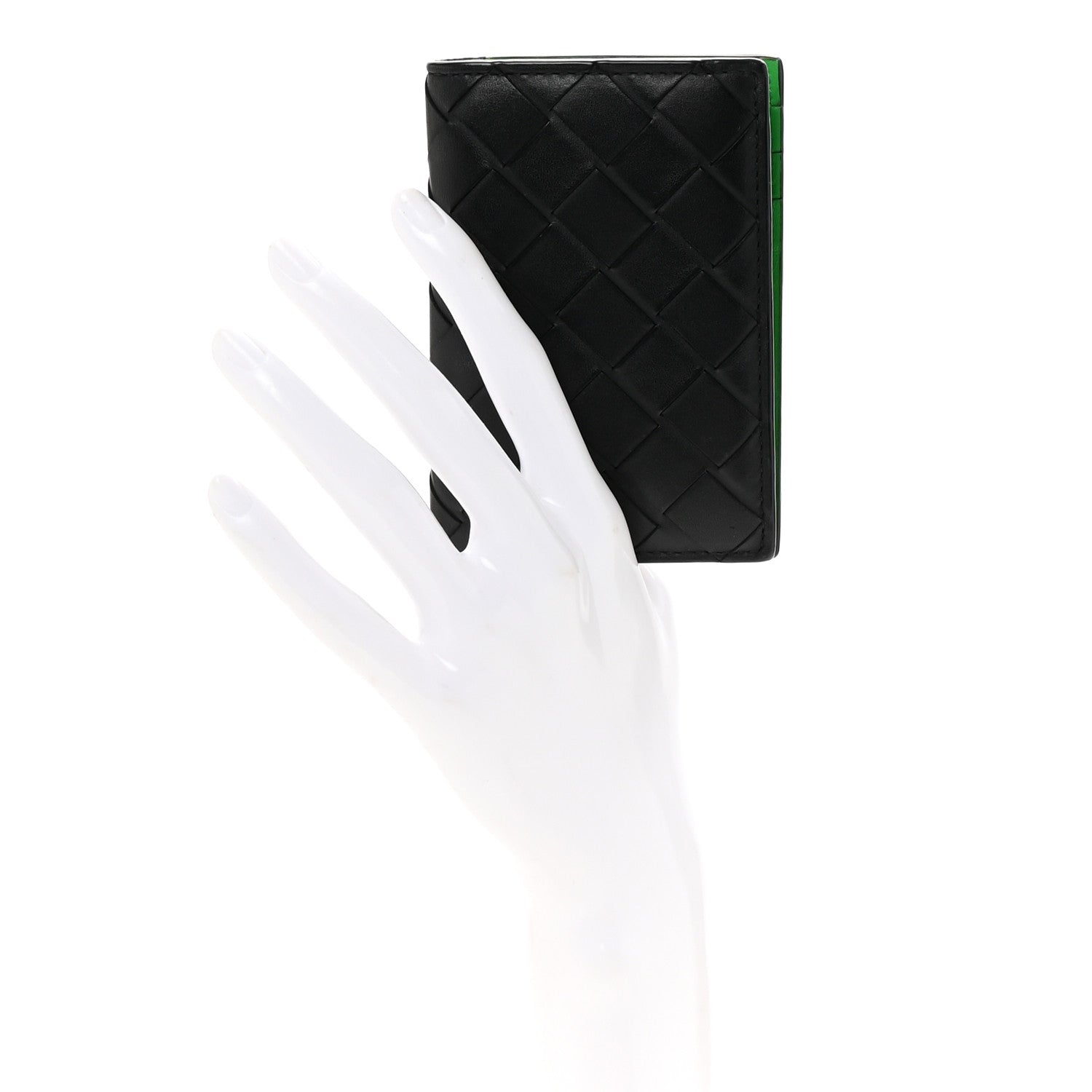 Bottega Veneta Nappa Maxi Intrecciato Bi-Fold Card Holder Black Grass 2 of 6