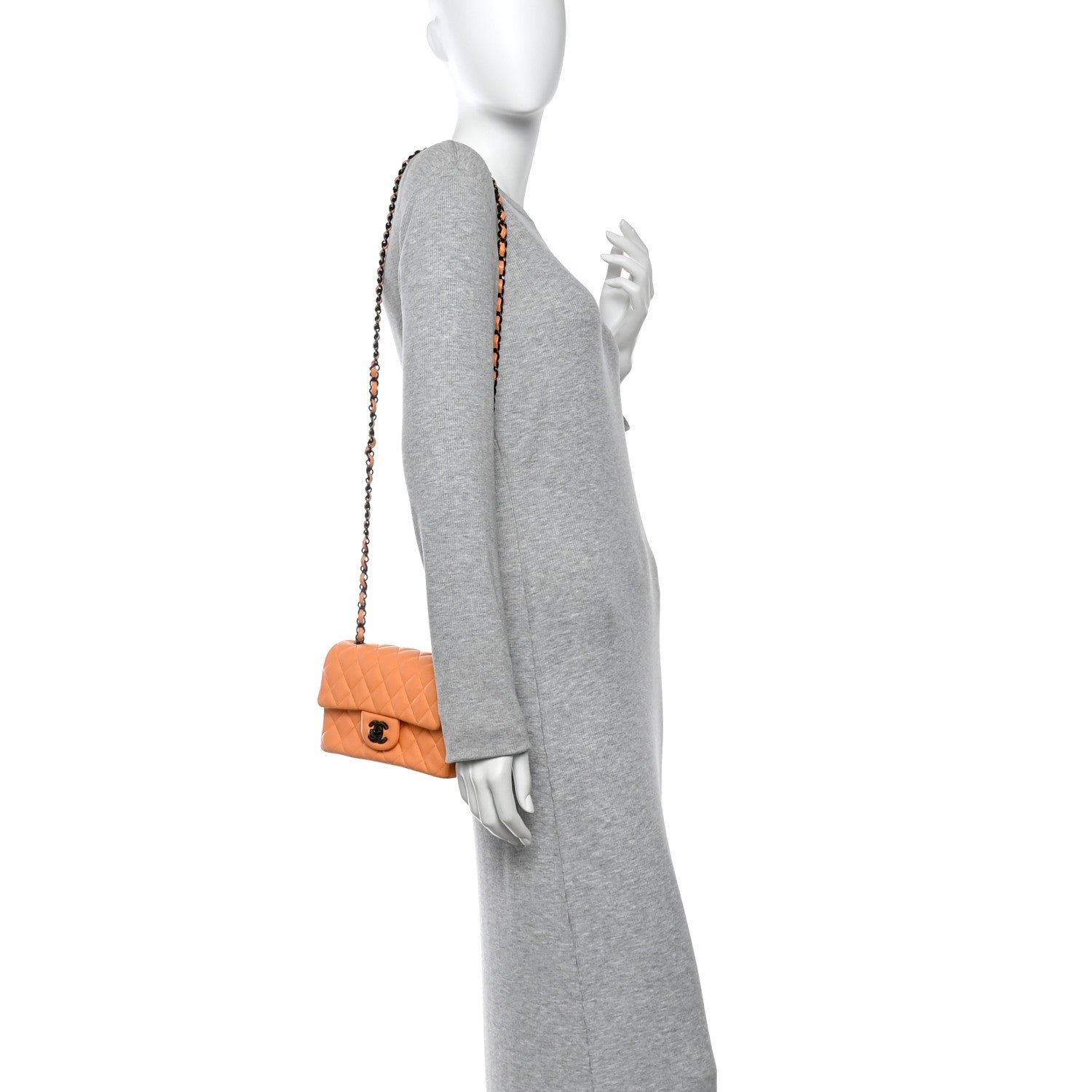 Chanel Lambskin Quilted Mini Rectangular Flap Orange 2 of 13