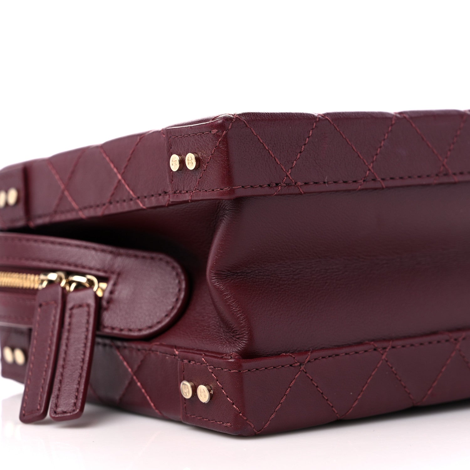 Chanel Calfskin Quilted Studded Square Vanity Case Burgundy 8 of 12