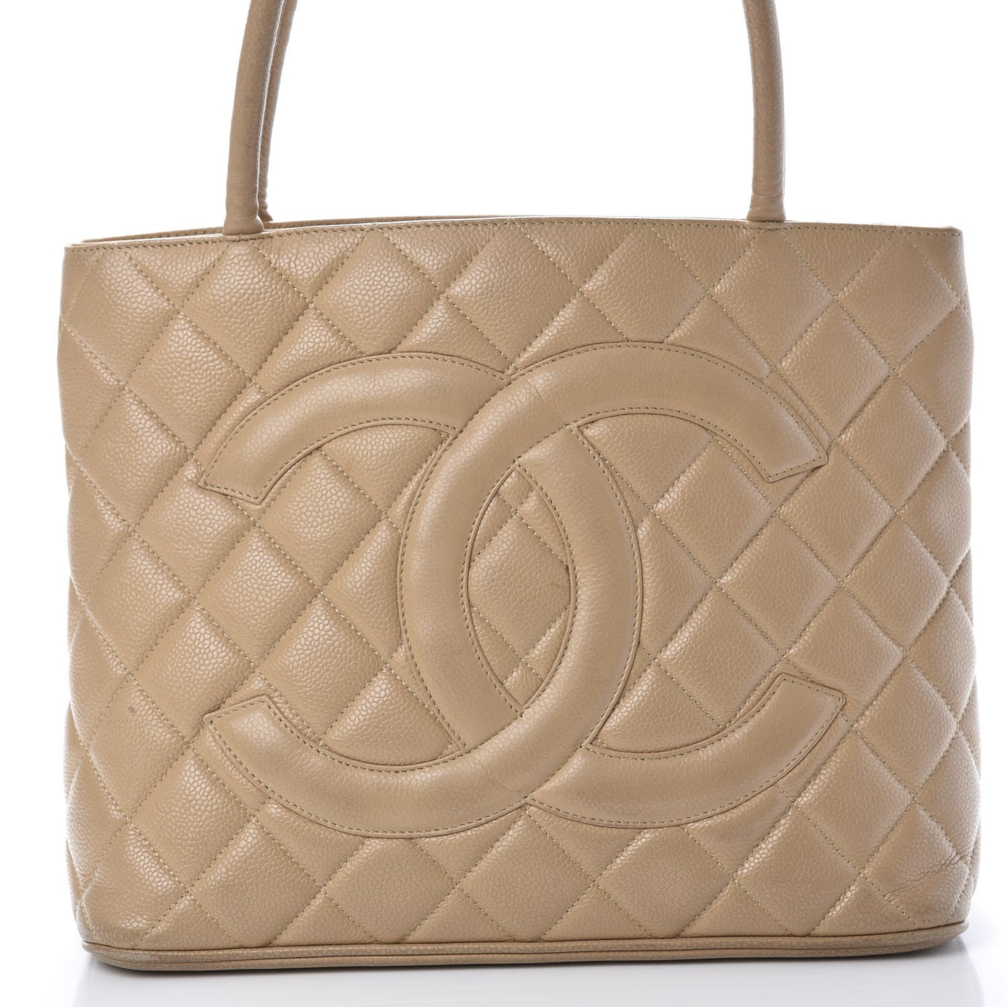 Caviar Quilted Medallion Tote Beige
