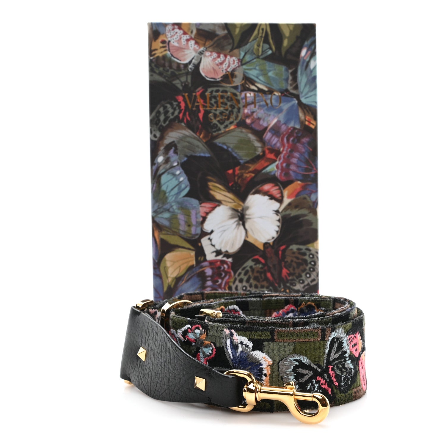 Valentino Garavani Canvas Camubutterfly Rockstud Guitar Strap Multicolor 4 of 4
