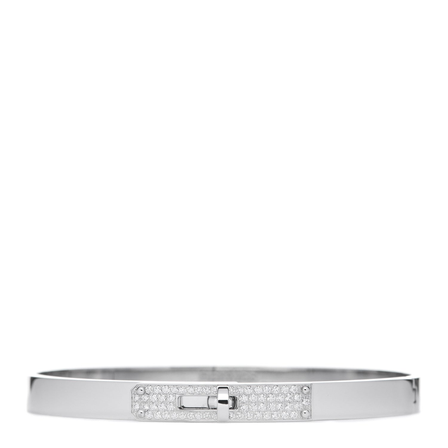 Hermes 18K White Gold Diamond PM Kelly Pave Bracelet SH 1 of 5