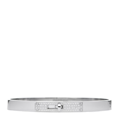 Hermes 18K White Gold Diamond PM Kelly Pave Bracelet SH 1 of 5
