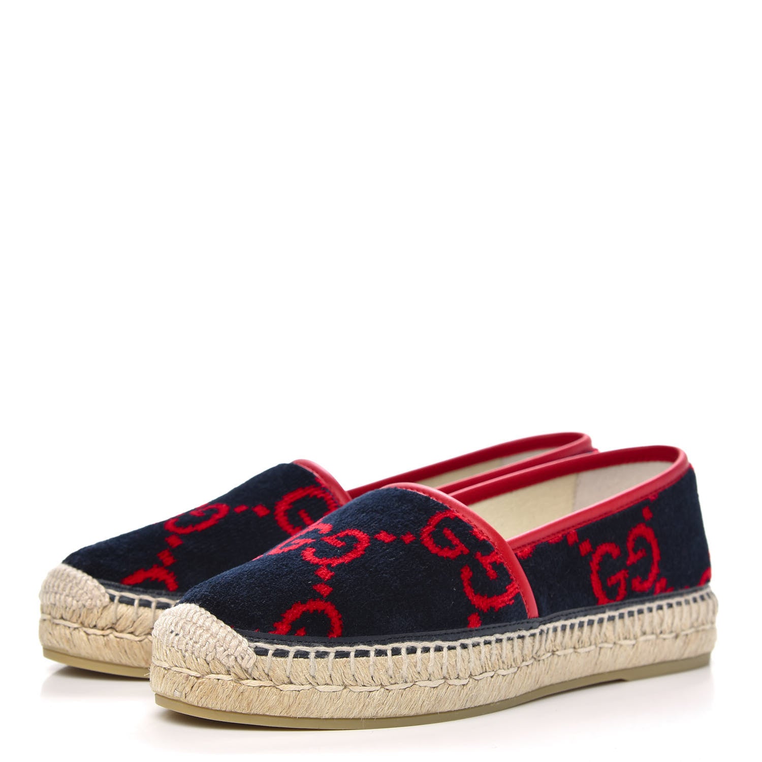 Gucci Terry Cloth GG Monogram Espadrilles 37 Blue Red 3 of 9