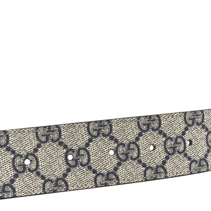 Gucci GG Supreme Monogram Selleria Calfskin Interlocking G 40mm Belt 115 46 Navy 3 of 5