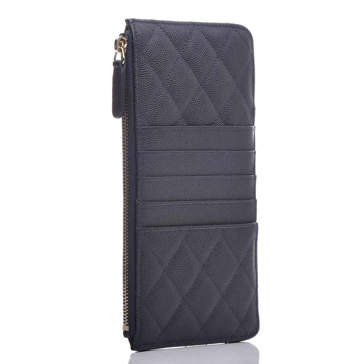 Chanel Caviar Quilted Classic Flat Wallet Pouch Navy 3 of 8