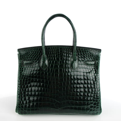 Hermes Shiny Porosus Crocodile Birkin 30 Vert Fonce 4 of 20