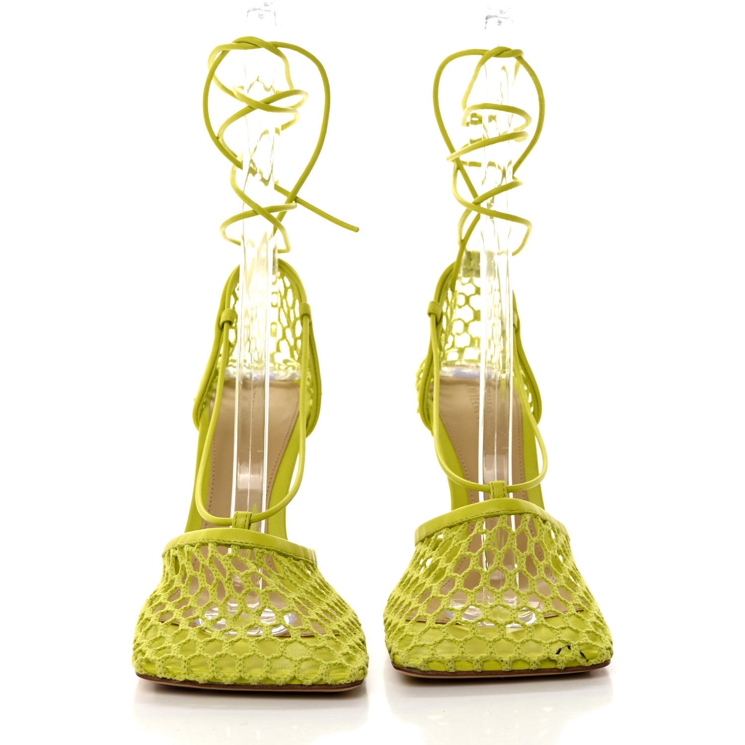 Bottega Veneta Mesh Nappa Stretch Ankle Tie Sandals 37 Kiwi 2 of 8