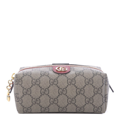Gucci Soft GG Supreme Monogram Calfskin Small Ophidia Cosmetic Case Beige Ebony Hibiscus Red 1 of 9