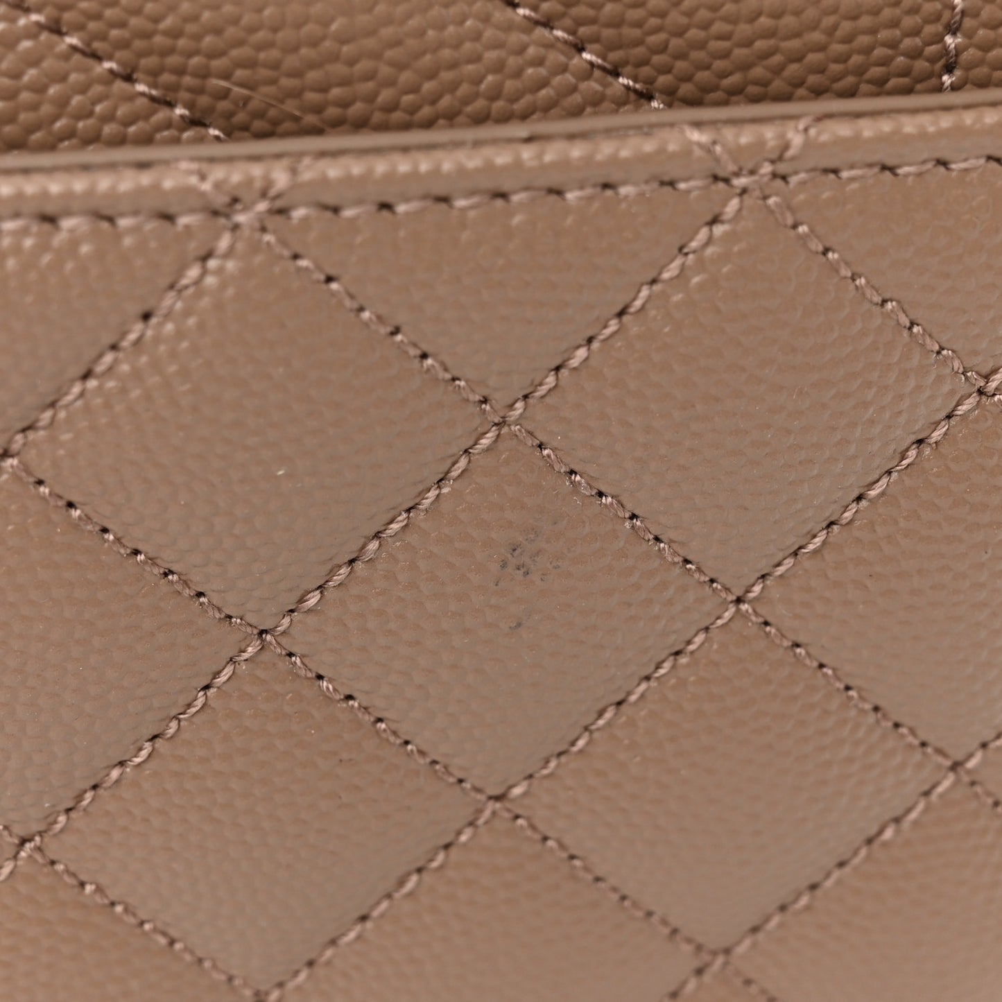 Grain De Poudre Textured Mixed Matelasse Medium Triquilt Monogram Satchel Dark Latte