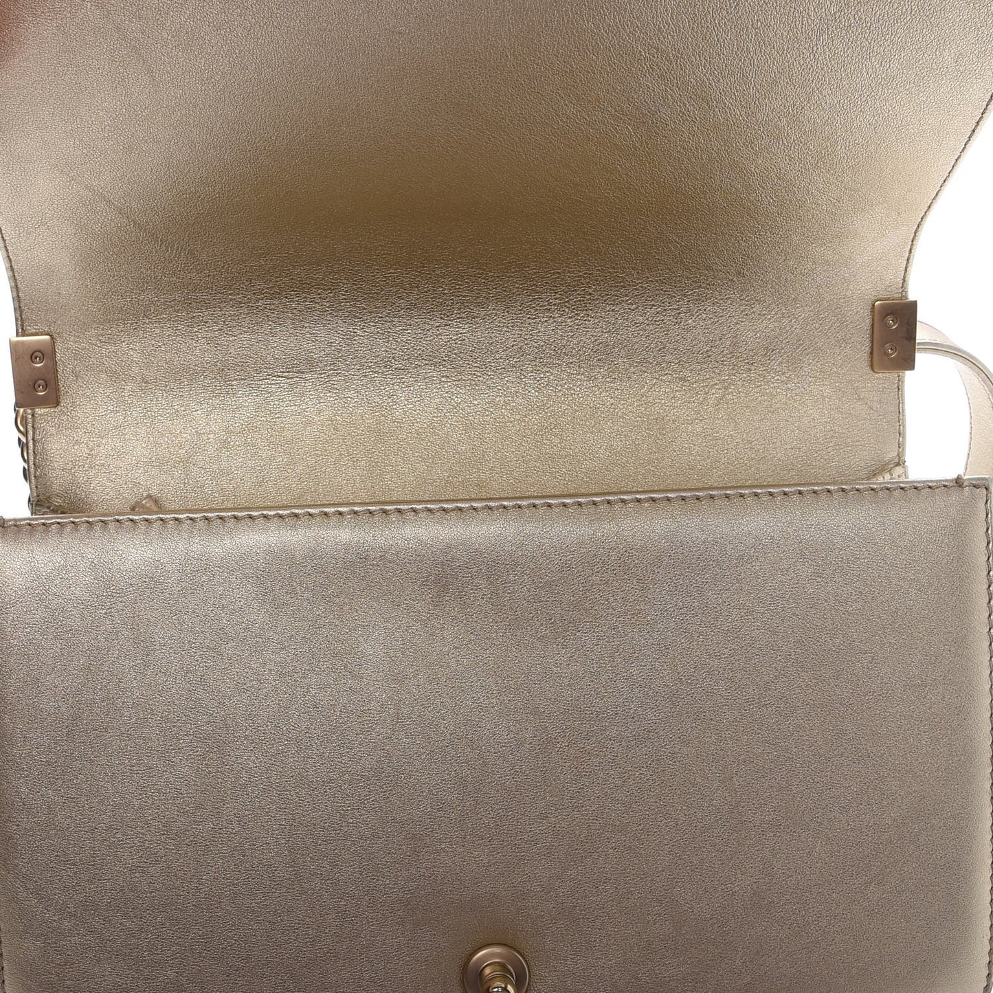 Lambskin Perforated Quilted New Medium Boy Flap Gold