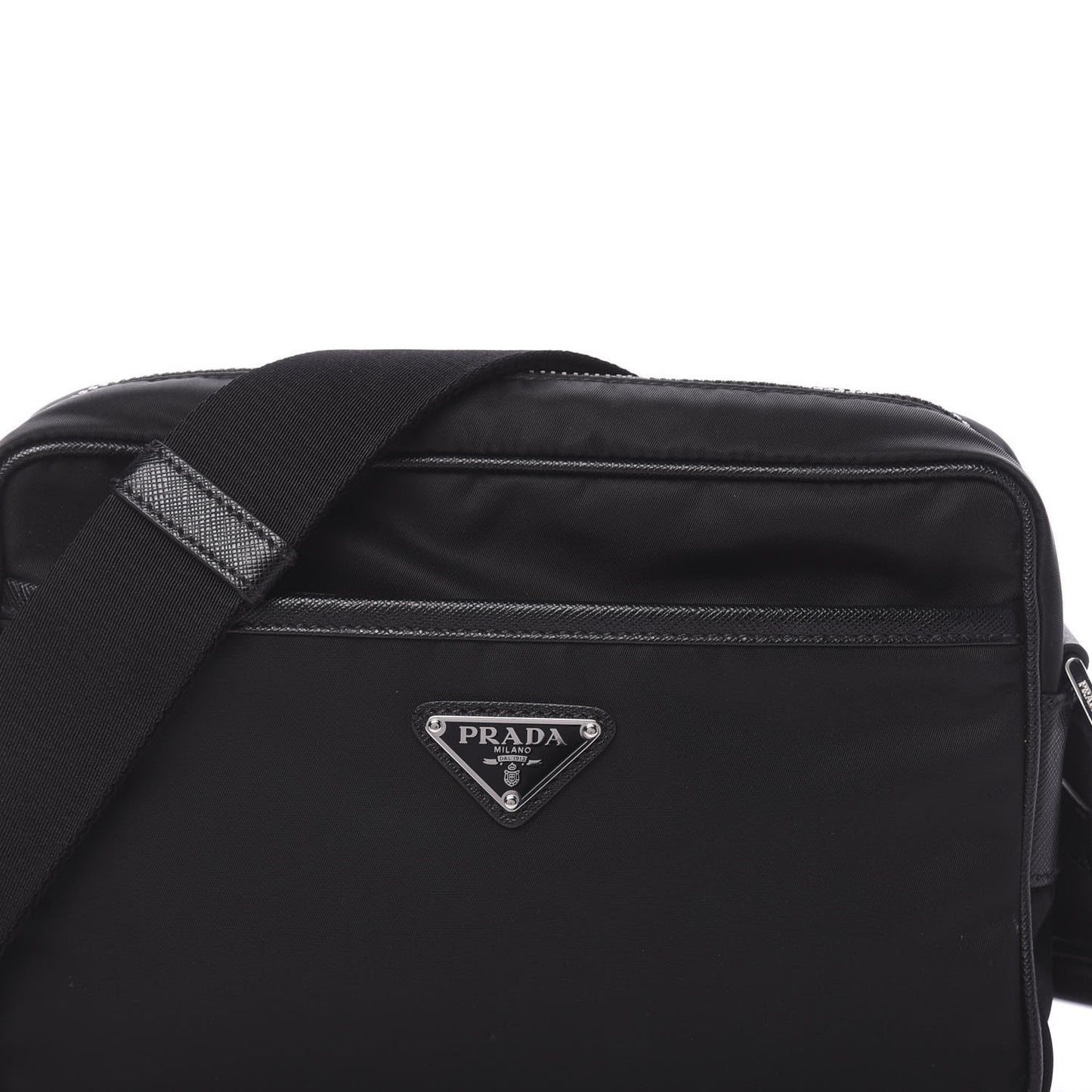 Nylon Tessuto Messenger Bag Black