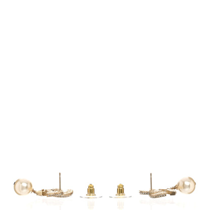 Chanel Crystal Pearl CC Drop Earrings Gold 4 of 5