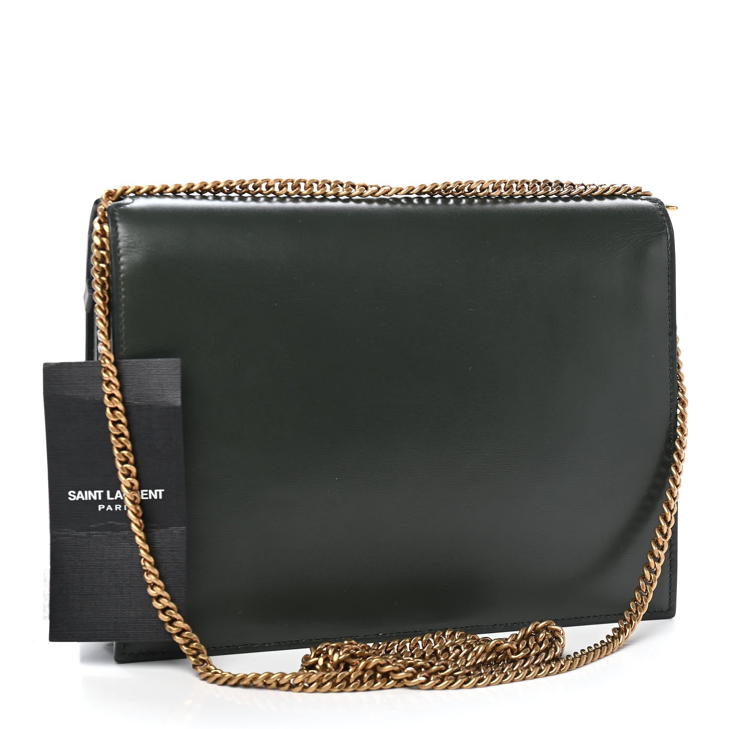 Saint Laurent Smooth Calfskin Monogram Cassandra Clasp Bag Dark Green 3 of 9