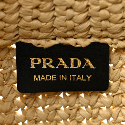 Prada Yarn Raffia Effect Crochet Embroidered Logo Tote Naturale 6 of 9