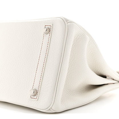 Hermes Taurillon Clemence Horseshoe Birkin 30 White Black 10 of 11