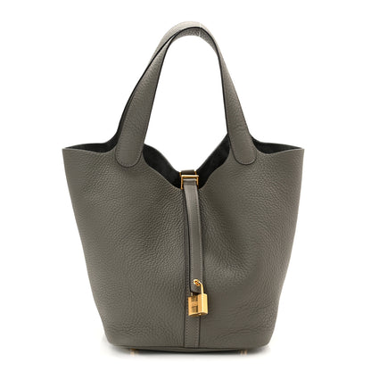 Hermes Taurillon Clemence Picotin Lock 22 MM Gris Meyer 1 of 12