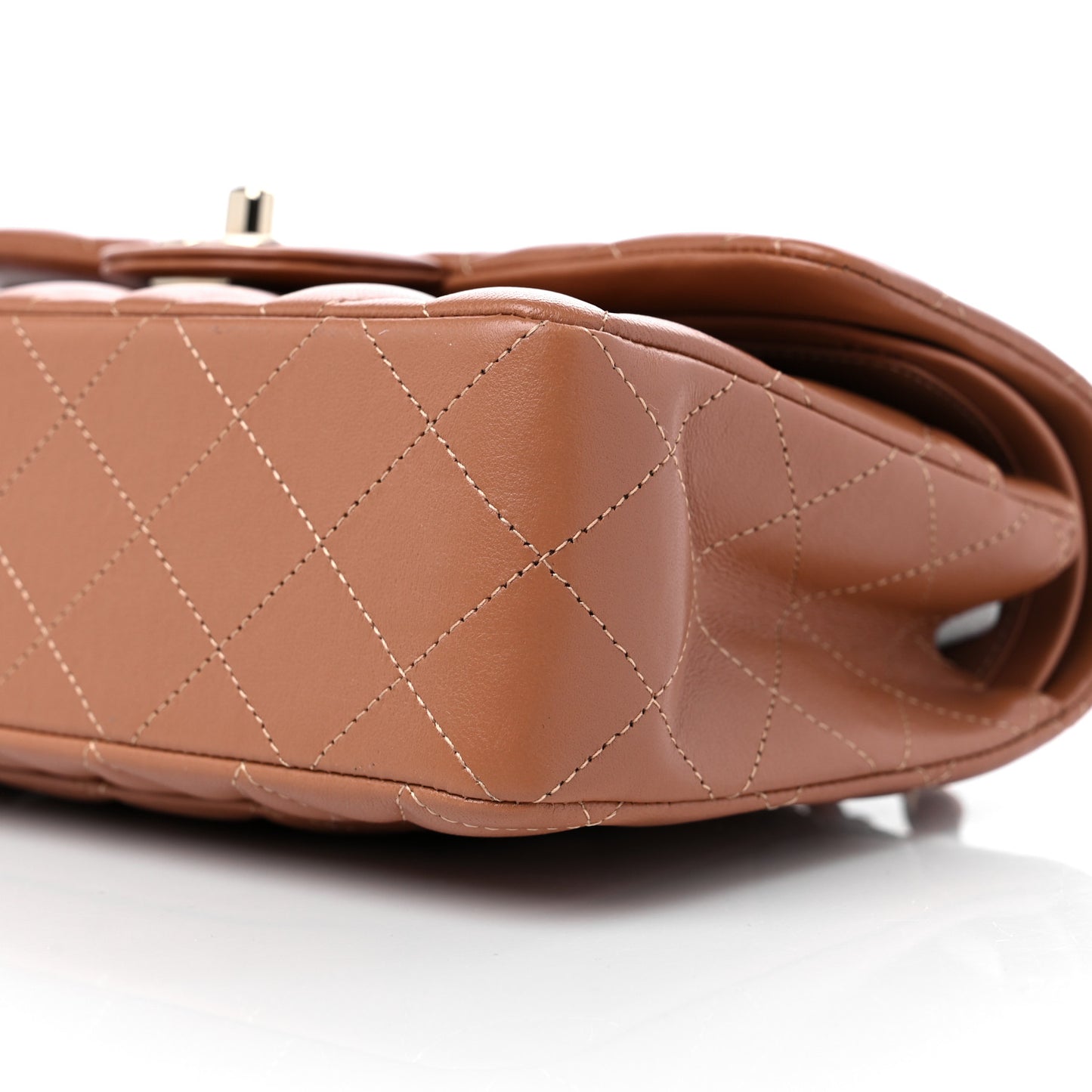 Lambskin Quilted Small Double Flap Brown