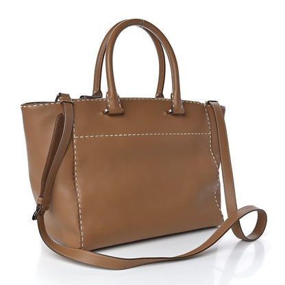 Prada City Calf Small Hand Stitched Galleria Double Zip Tote Caramel 3 of 16