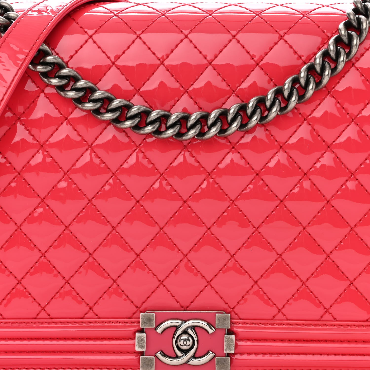Chanel Patent Quilted Large Boy Flap Pink 8 of 14