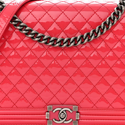 Chanel Patent Quilted Large Boy Flap Pink 8 of 14