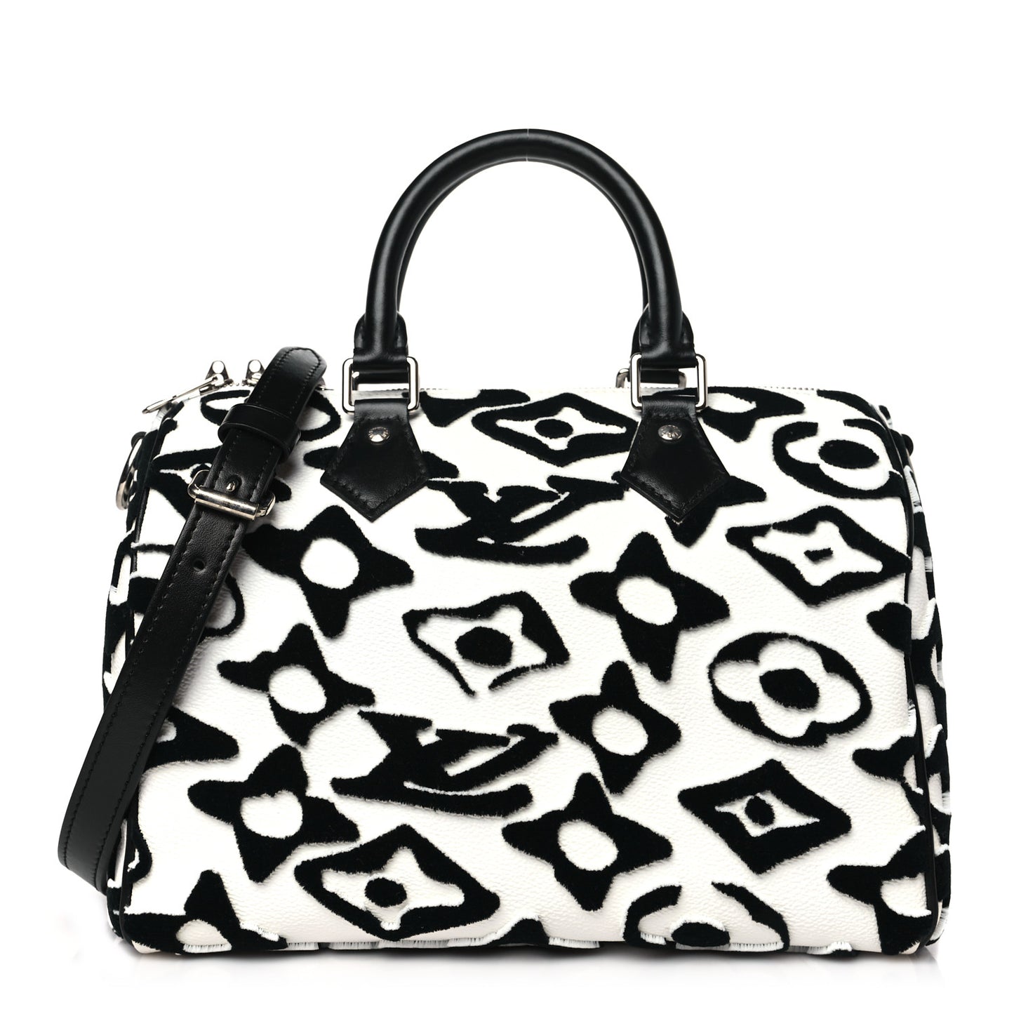 X UF Tufted Monogram Speedy Bandouliere 25 White Black