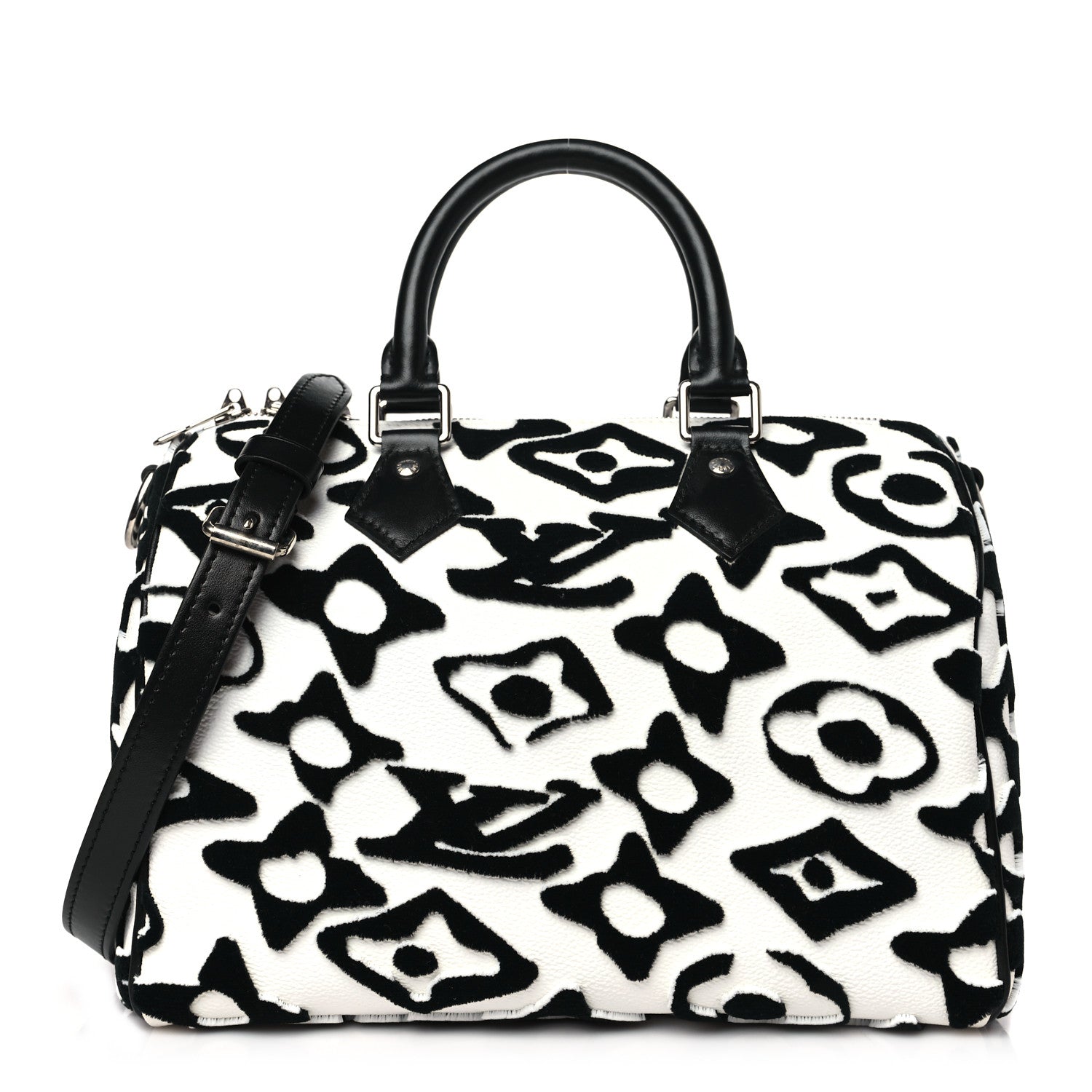 Louis Vuitton X UF Tufted Monogram Speedy Bandouliere 25 White Black 1 of 10