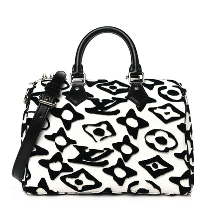 Louis Vuitton X UF Tufted Monogram Speedy Bandouliere 25 White Black 1 of 10