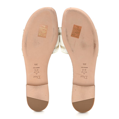 Christian Dior Canvas Lurex Jardin d'Hiver Embroidered Dway Flat Slide Sandals 38.5 White Palladium 5 of 9