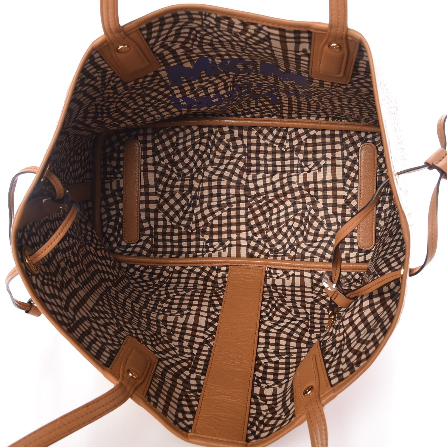 MCM Visetos Medium Liz Reversible Shopper Tote Cognac 9 of 18