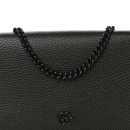 Gucci Dollar Calfskin Enamel Monochrome Mini GG Marmont Chain Wallet Black 6 of 9