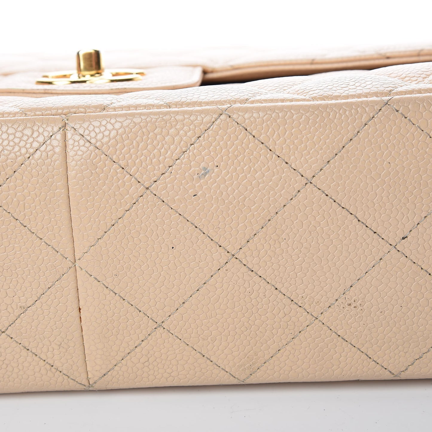 Caviar Quilted Jumbo Single Flap Beige Clair