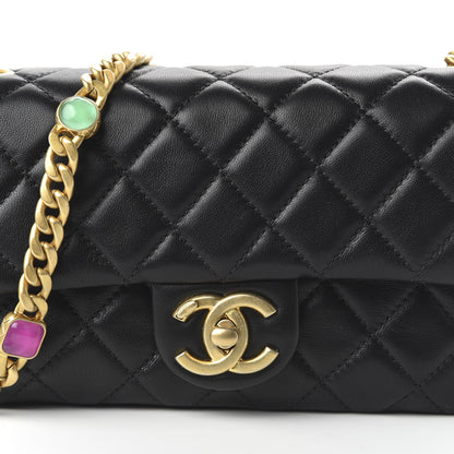 Chanel Lambskin Resin Quilted Mini Rectangular Pearl Samba Flap Black 10 of 10