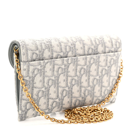 Christian Dior Oblique Saddle Chain Long Wallet Grey 4 of 12