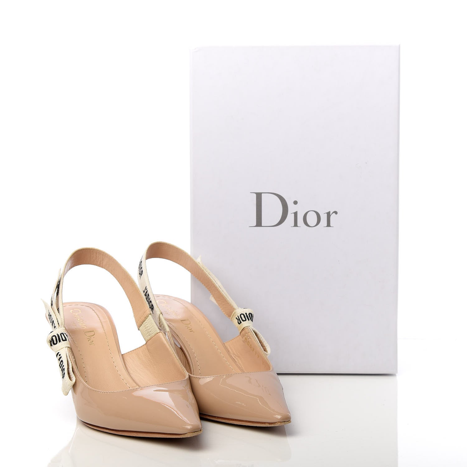 Christian Dior Patent Ribbon J'Adior Slingback 65mm Pumps 37.5 Nude 11 of 11