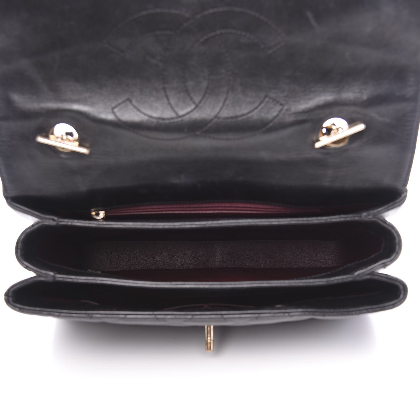 Lambskin Quilted Medium Trendy CC Flap Dual Handle Bag Black