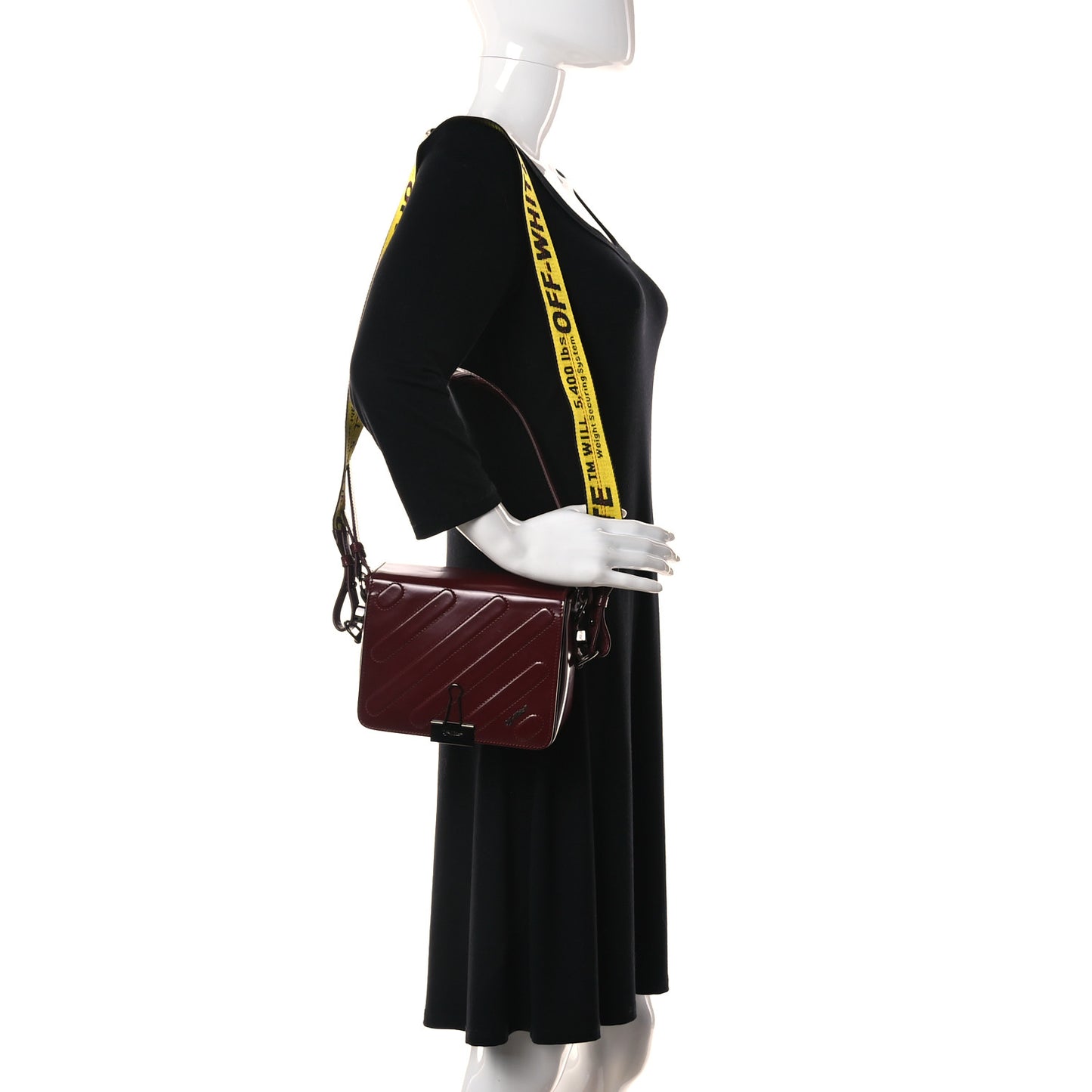 Calfskin Padded Diag Binder Flap Bag Burgundy