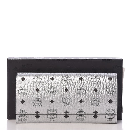 MCM Metallic Visetos Large Tri-Fold Flap Wallet Berlin Silver 9 of 9