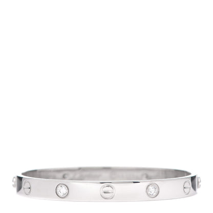 Cartier 18K White Gold 4 Diamond LOVE Bracelet 16 1 of 7