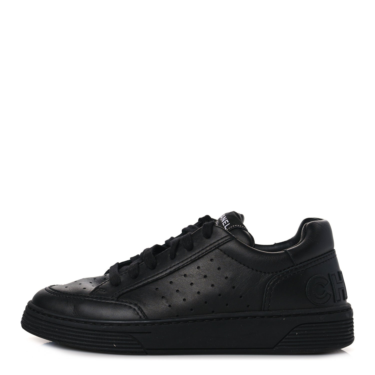 Chanel Calfskin Womens Logo Sneakers 39 Black 1 of 8