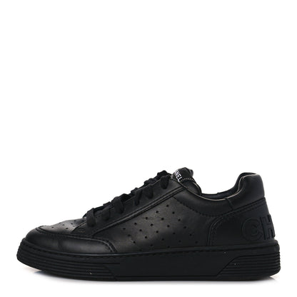 Chanel Calfskin Womens Logo Sneakers 39 Black 1 of 8
