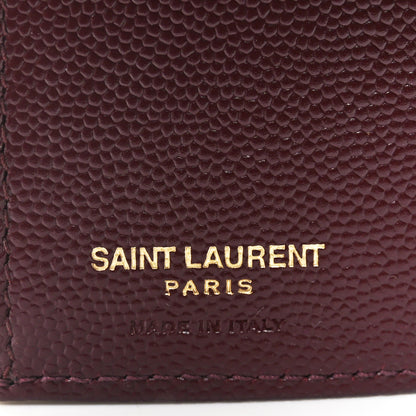 Saint Laurent Grain De Poudre Matelasse Chevron Monogram Zipped Card Case Rouge Legion 6 of 7