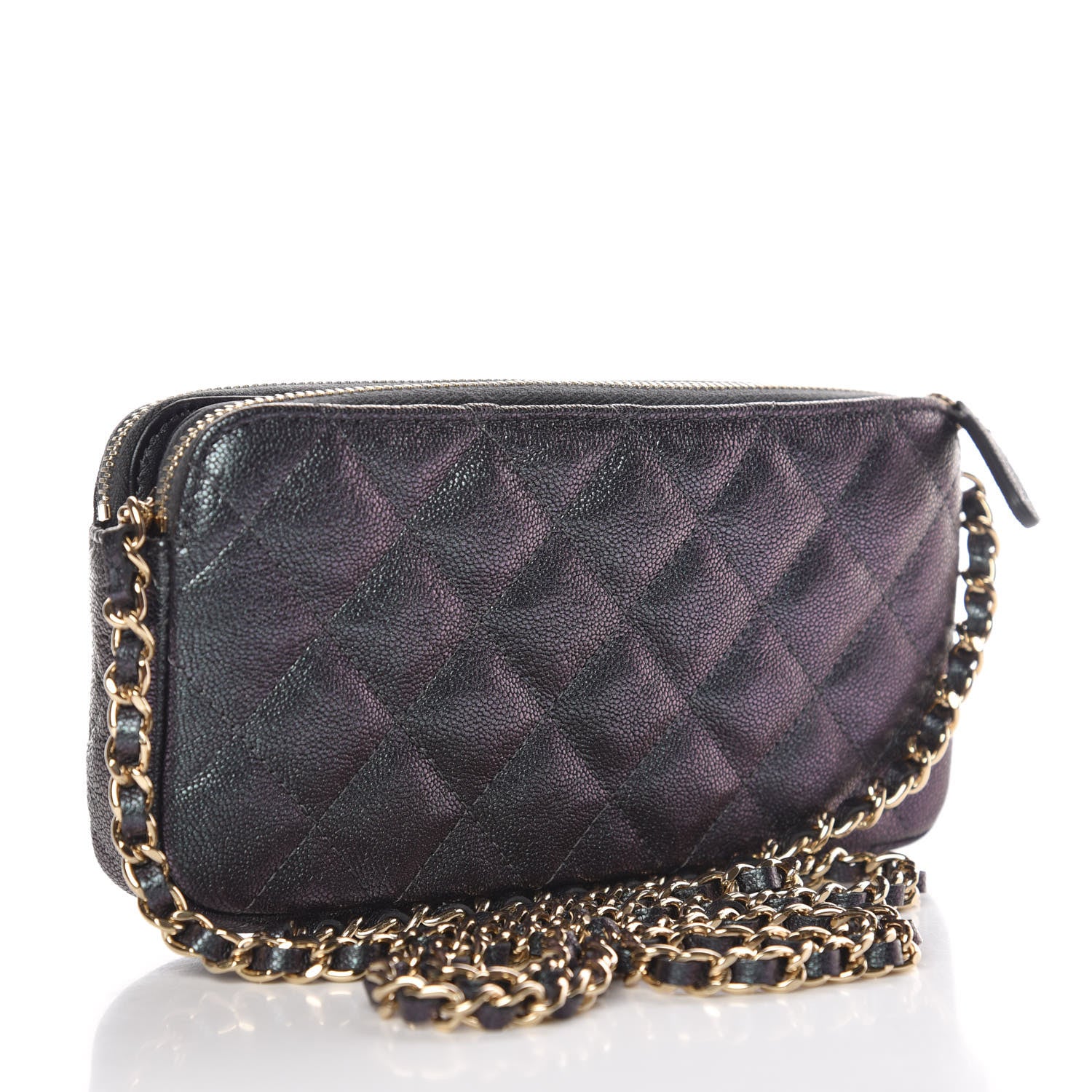 Chanel Iridescent Caviar Quilted Clutch With Chain Black 3 of 11