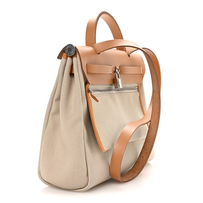 Hermes Military Toile Vache Hunter Herbag Zip Retourne 31 PM Beton Naturel 4 of 12