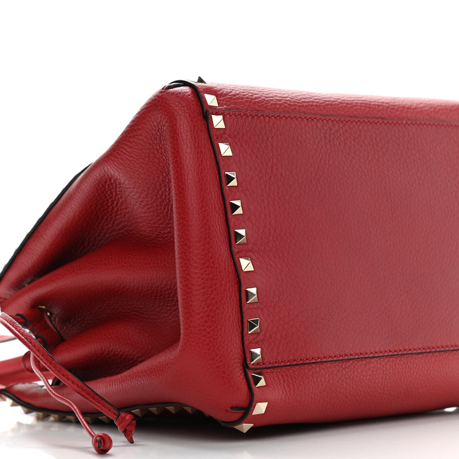 Valentino Garavani Grained Calfskin Rockstud Double Handle Cinch Tote Rosso Valentino 8 of 9